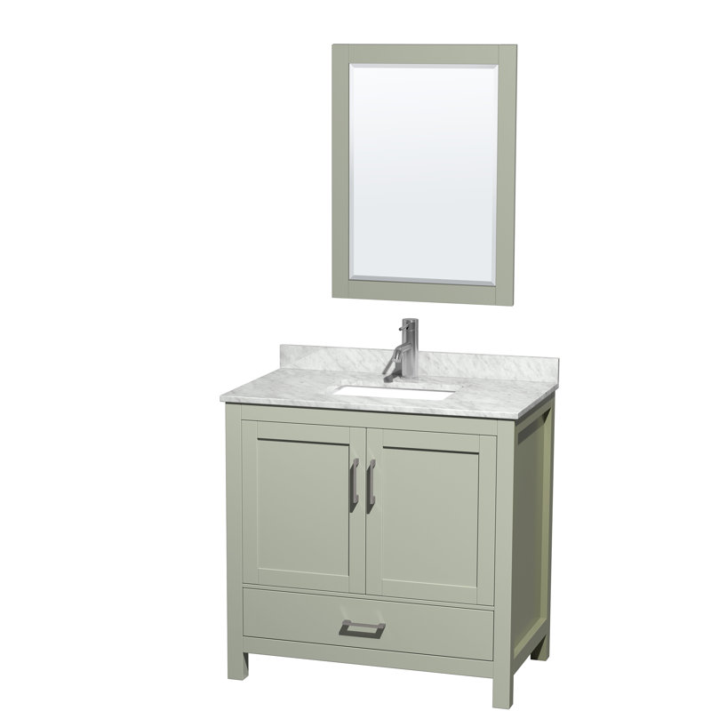 Sheffield 36" Single Bathroom Vanity Set with Mirror, Light Green