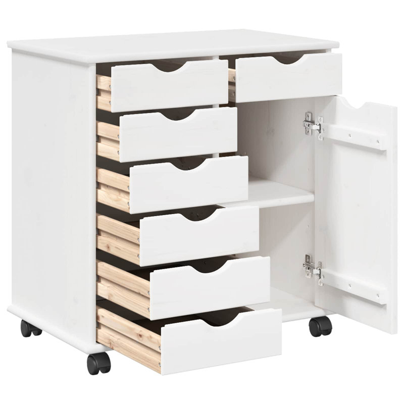 Solid Wood Rectangle Accent Cabinet, White