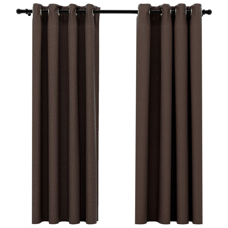 Chaarvi Blackout Curtain Pair, Taupe, 140cm Width x 175cm Drop