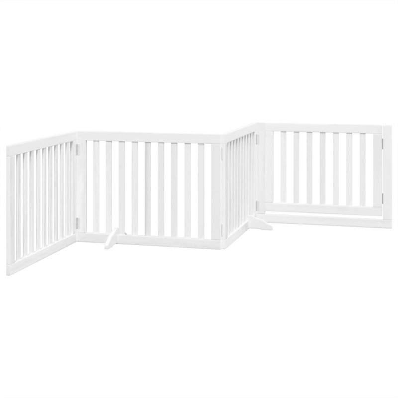 Archie & Oscar Dog Gate With Door Foldable 4 Panels 320 Cm Poplar Wood, 60cm H x 320cm W x 2cm D, White