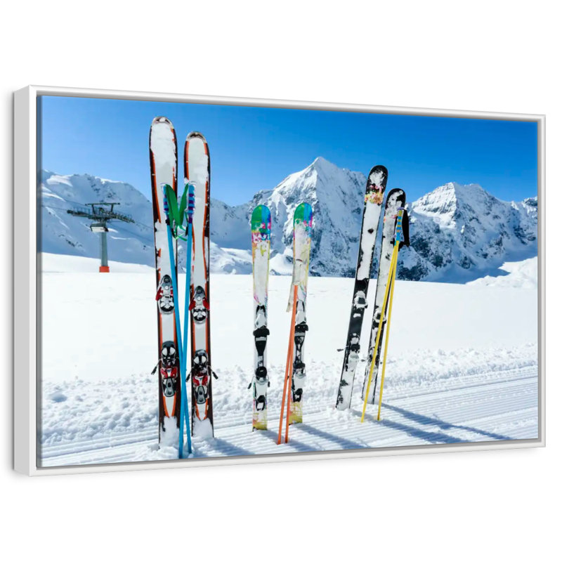 Skis des montagnes enneigées, Cadre flottant blanc, 13 po x 9 po