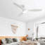 Ventilateur de plafond encastré en bois massif de 52 pouces avec moteur à courant continu réversible à télécommande 6 vitesses pour la maison