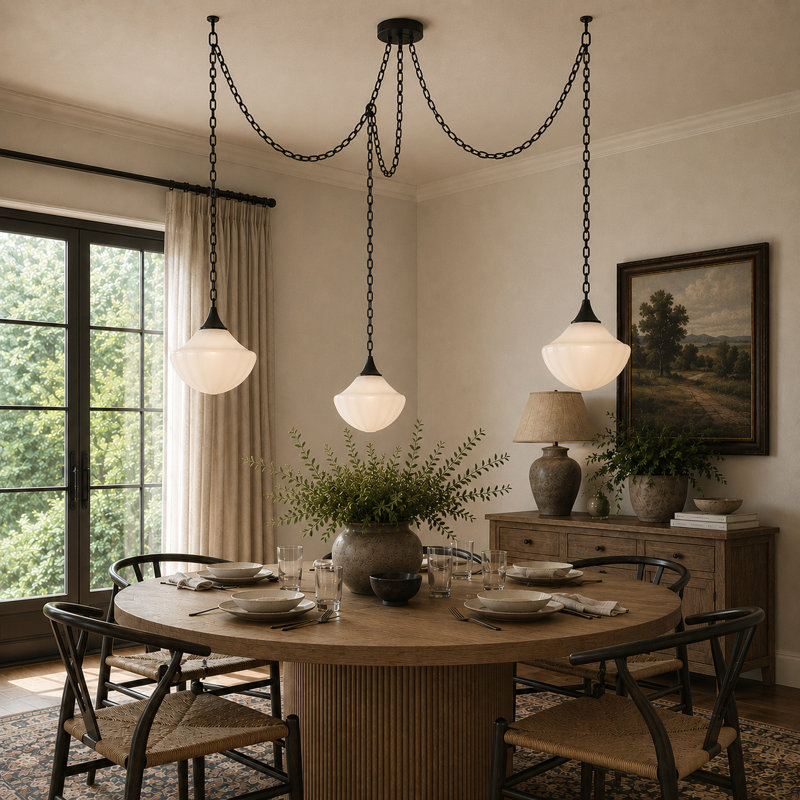 Luminaire suspendu 3 lumières Farrah, Noir