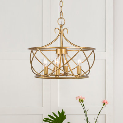 Reza 4 - Light Lantern Drum Antique Brass Chandelier