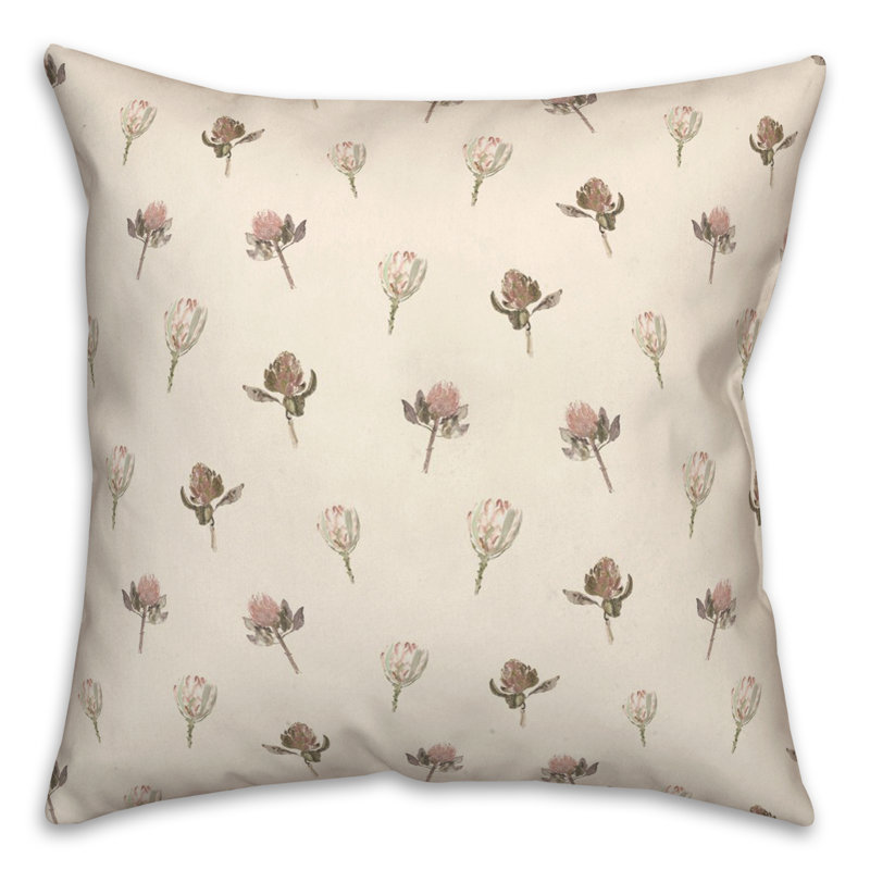 Floral Reversible Throw Pillow, Cream