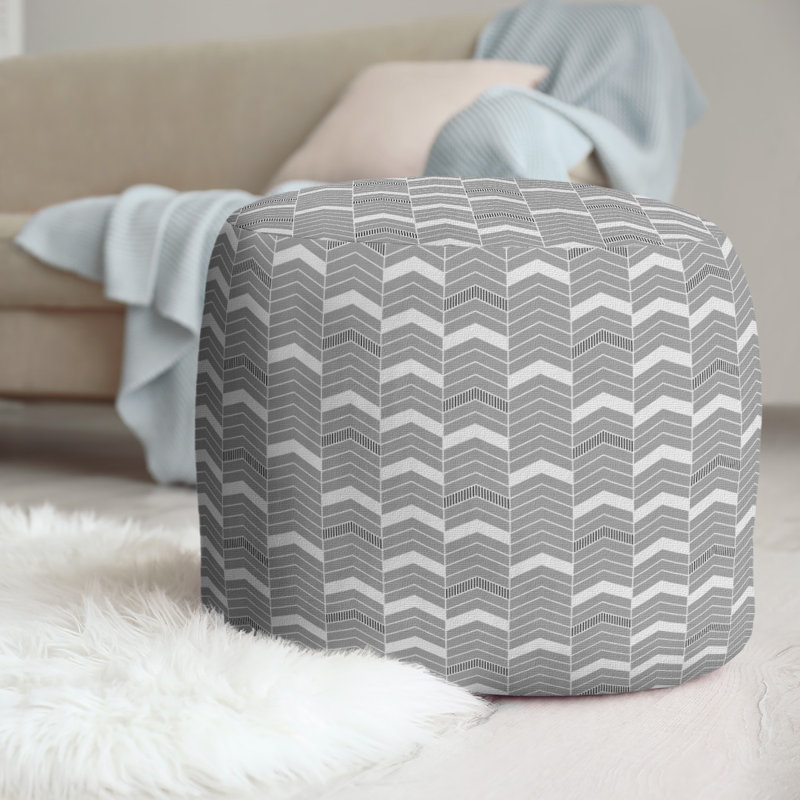 Upholstered Pouf, Black Accent