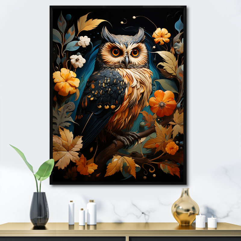 Impression sur toile «Brown Owl Overture II - Animals Owl», H 20 po x l 12 po x P 1 po, Cadre flottant noir