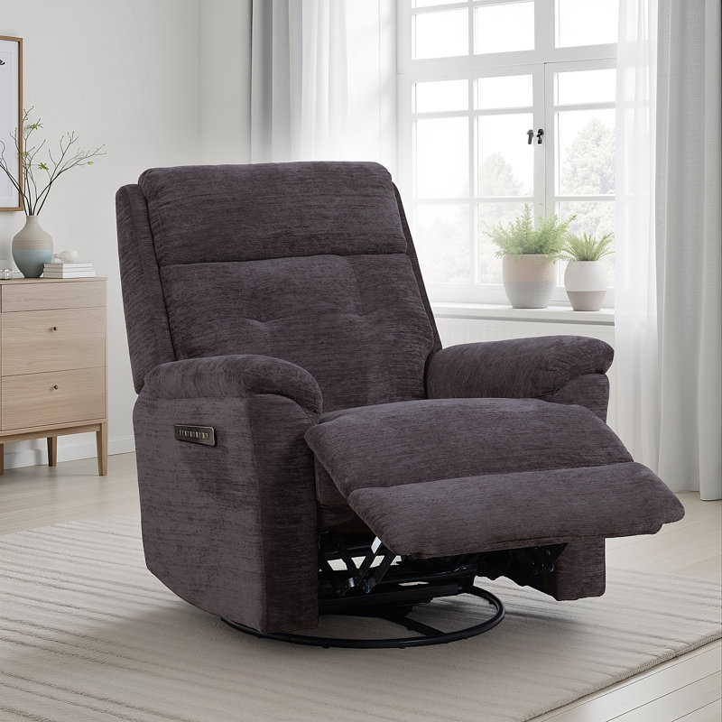 Sophia Swivel Gliding Recliner, Gray, Power-Control