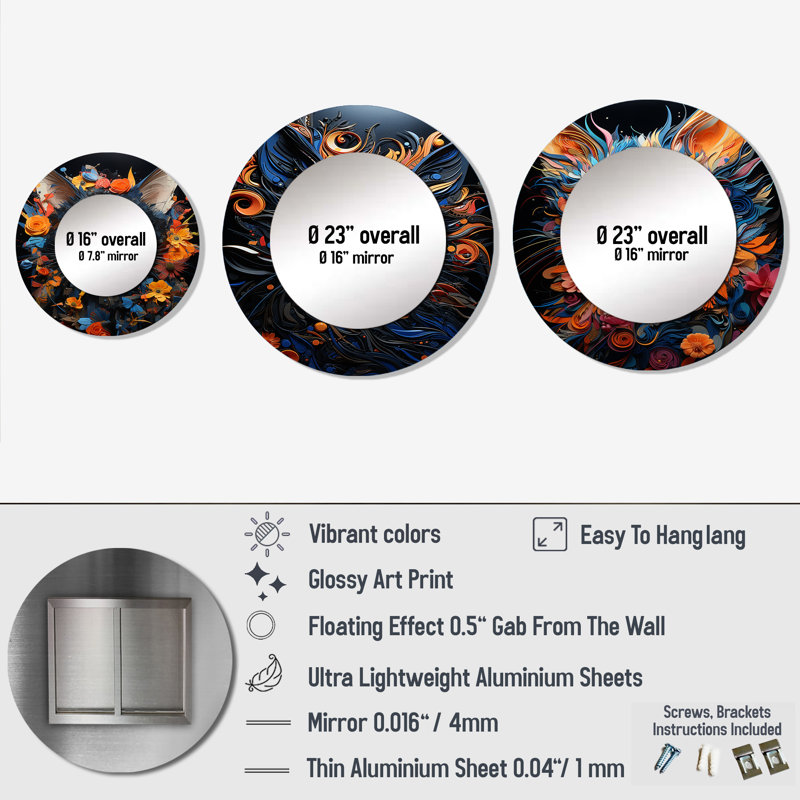 Miroir mural rond en aluminium Lonni