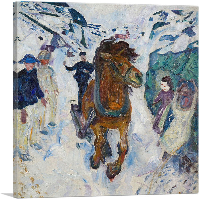 Cheval au galop 1912 par Edvard Munch, reproduction d'art sur toile tendue, H 18 po x l 18 po x P 0,75 po