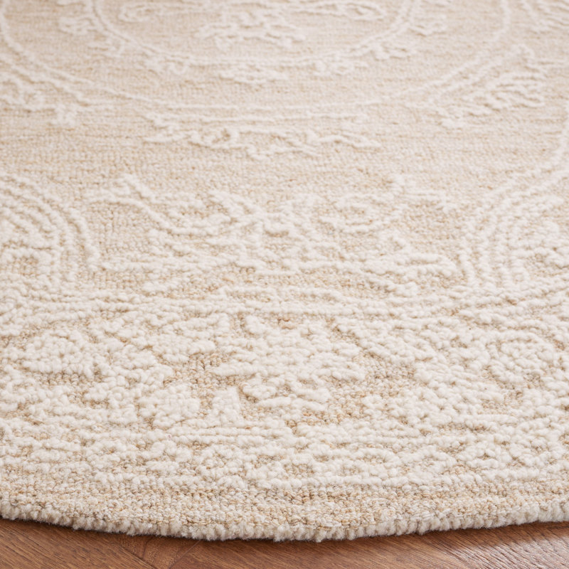 Abstract Hand Tufted Wool Oriental Rug, Round 6'