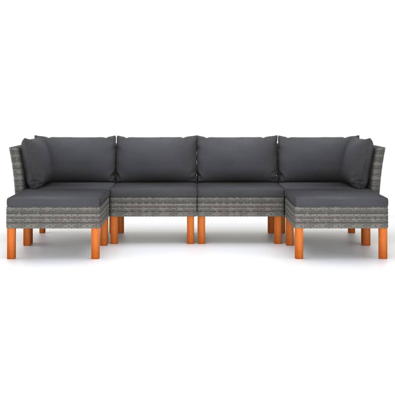 Brause 6 Piece Sectional Seating Group with Cushions, Gray, Gray