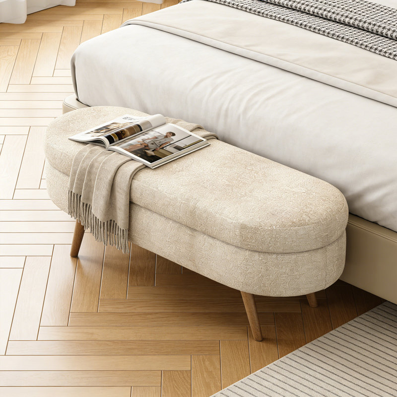Upholstered Storage Bench, Brown