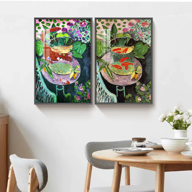 Goldfish par Henri Matisse - Ensemble de 2 peintures sur toile, H 24 po x l 32 po x P 1,3 po, Noir