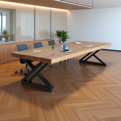 8-person solid wood rectangular conference table