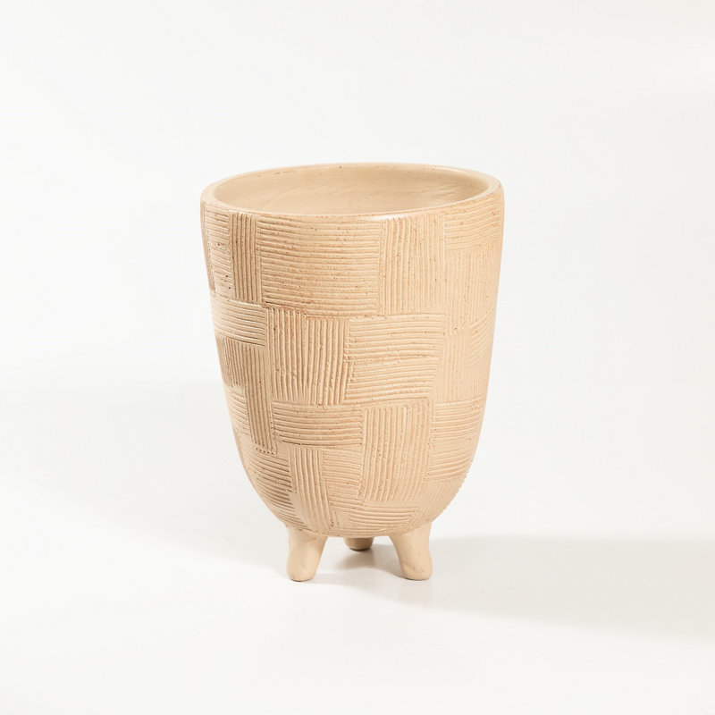 Kyngsten Planter, Beige White, 8.25" H x 7.75" W x 7.75" D