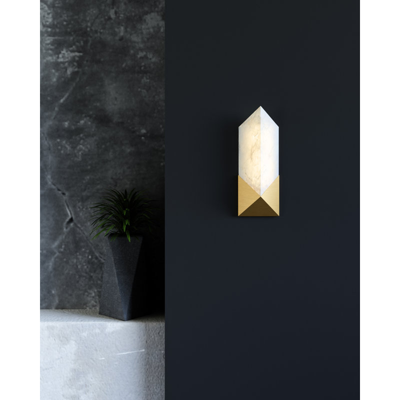 Caesar Dimmable LED Bath Sconce, Vintage Brass/Alabaster