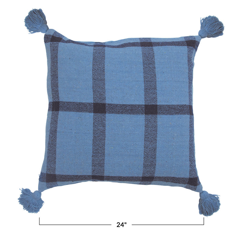 Tassels Cotton Reversible Throw Pillow