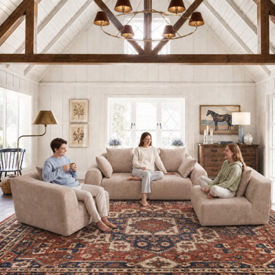 Cloud Velvet Curved Sectional Couch 118", Oversized L-Shape Modular Sofa with Chaise, Compression Memory Foam, No Assembly Required, Beige