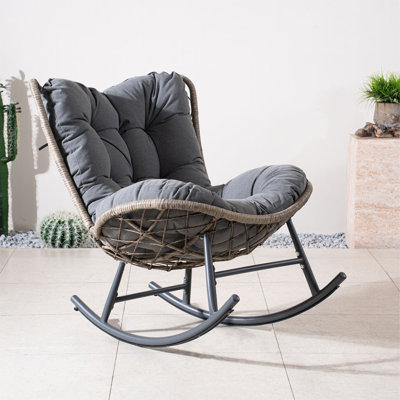 Doral Outdoor Wicker Rocking Papasan Chair with Cushion