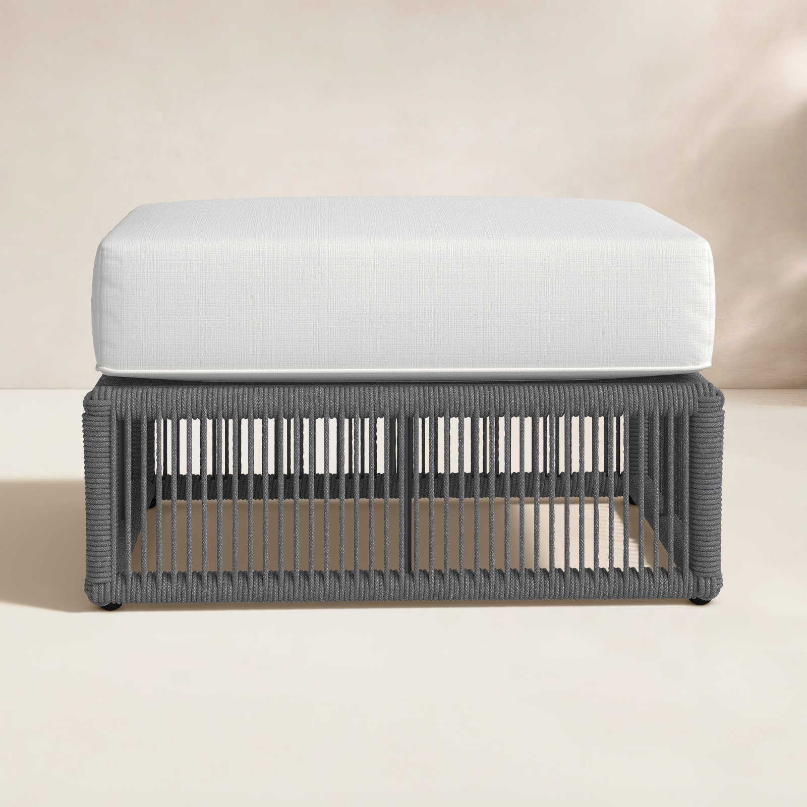 Outdoor Ottoman with Cushion, Echo Ash Sunbrella®