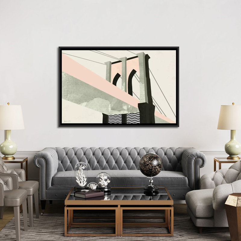 « graphic new york iv », impression sur toile, H 18 po x l 26 po x P 1,5 po, Toile avec cadre noir, Pas de tapis