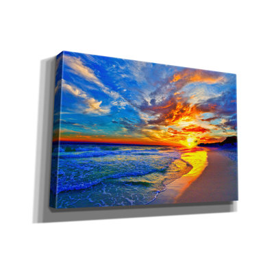 " Amazing Red Blue Sunset Beach " by Ezra Tanner