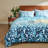 Lunaria 100% Long Staple Cotton Duvet Cover Set Gradient Blue Leaves Printed 3 Piece Comforter Cover Set-1231207927