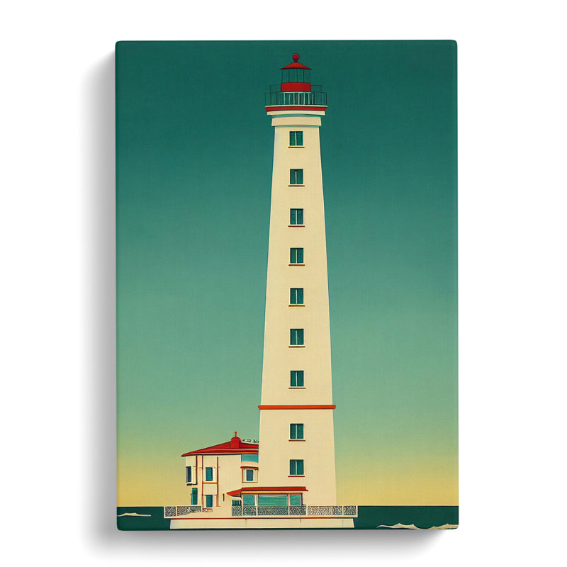 CAN-V0523-1345X Lighthouse Deco Style - Wrapped Canvas Print, 50cm H x 35cm W x 3cm D