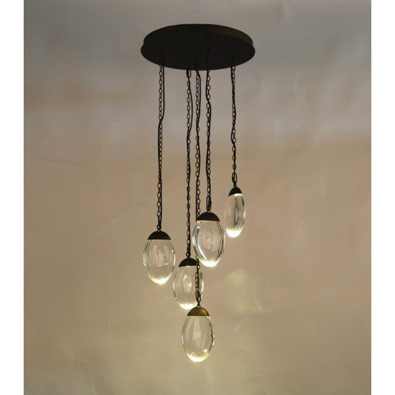Lustre suspendu avec chaîne en métal léger, Fumée, H 84 po x l 28 po x P 2 po, Argent antique