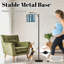 Lampe sur pied à arc avec abat-jour ajustable Lampe sur pied en bois bleu-blanc vieilli 3 températures de couleur Lampe à mât haut avec interrupteur au pied pour la chambre à coucher