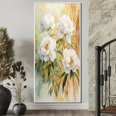 Carlinville, pivoines par le saule d'automne II - pivoines, reproduction d'art sur toile encadrée