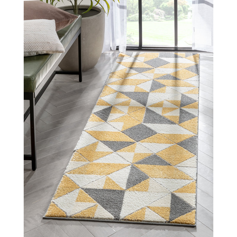 Leona Geometric Synthetic Area Rug, Runner 67 x 220cm