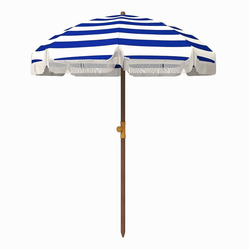 Parasol de plage portatif 6,2 pi, parasol d'extérieur UV 40+ avec auvent ventilé, sac de transport, Rayures bleues