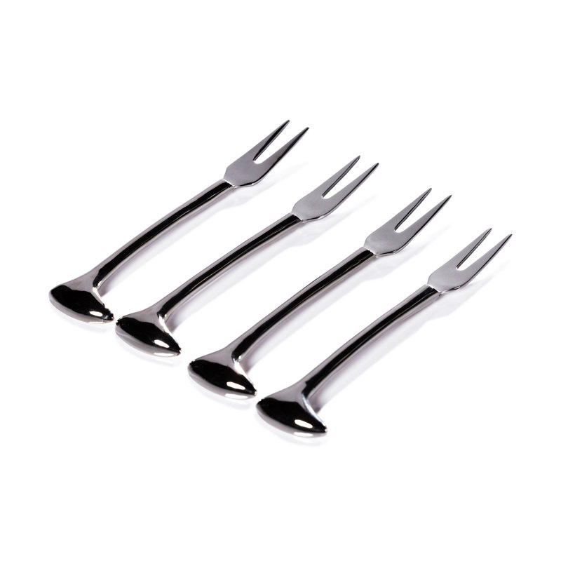 Ensemble de 4 fourchettes à fromage et à cocktail Sable, Nickel