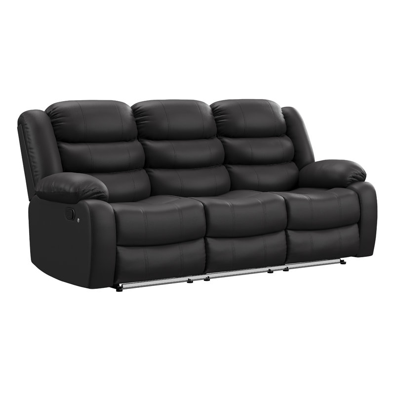 Canapé inclinable avec table rabattable et éclairage DEL, noir, Black
