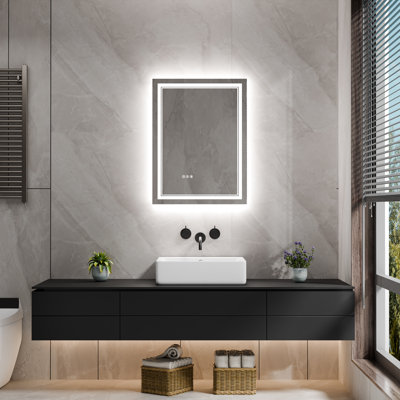 Miroir de salle de bain 24 po x 32 po à DEL, antibuée, à double lumière, à intensité variable, certifié ETL