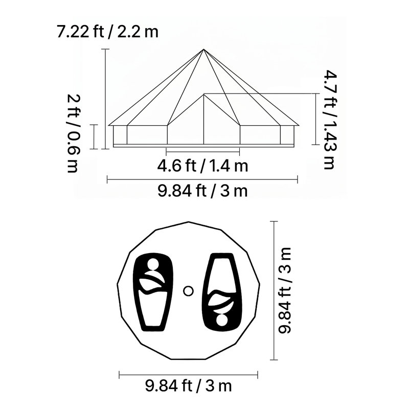 Tent, Light Beige, 220.1cm H x 299.9cm W x 299.9cm D