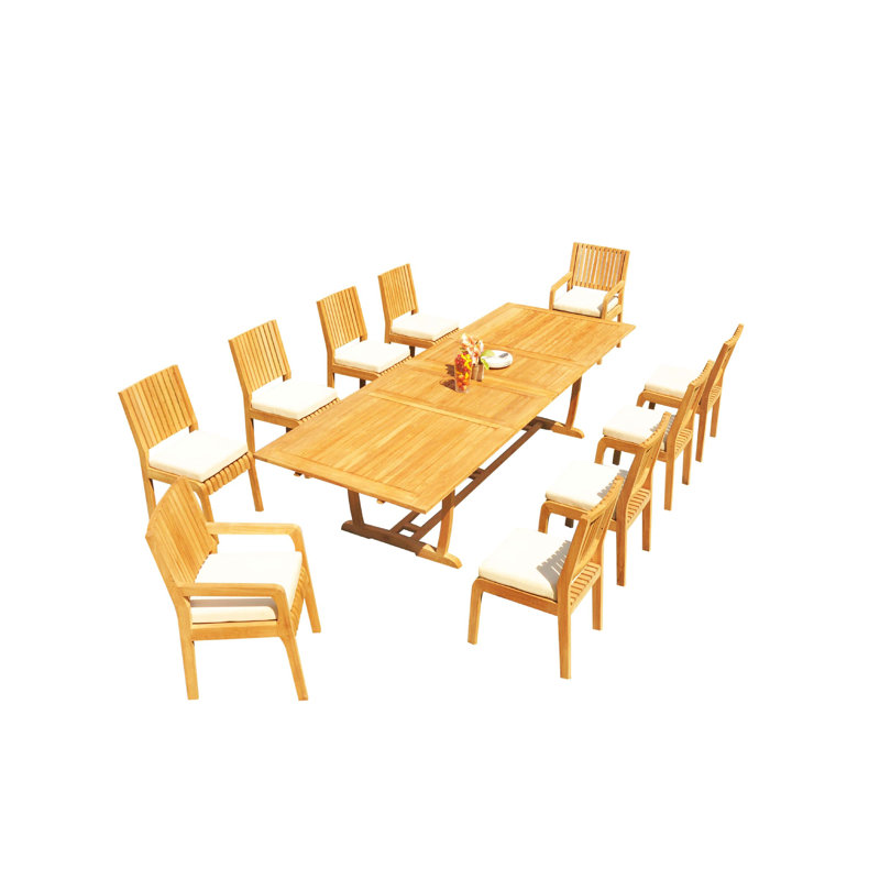 Ensemble de salle à manger en teck Maskell, H 30,5 po x L 94 po x l 40 po, 8