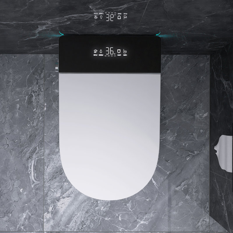 Round Bidet Toilet 1.28 GPF With 23 In. Depth For Small Modern Bathroom 12 In. Rough-In Auto Flush Heating&Drying