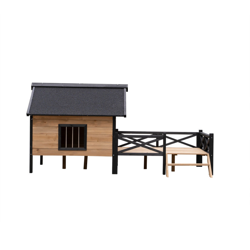 Large Wooden Outdoor Dog House with Porch