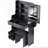 29.2" Small Size Left Drawer Desktop Vanity Table with Cushioned Stool and Power Station,Sliding LED Mirror-1778294774