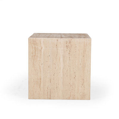 Beige Travertine Side Table by AllModern