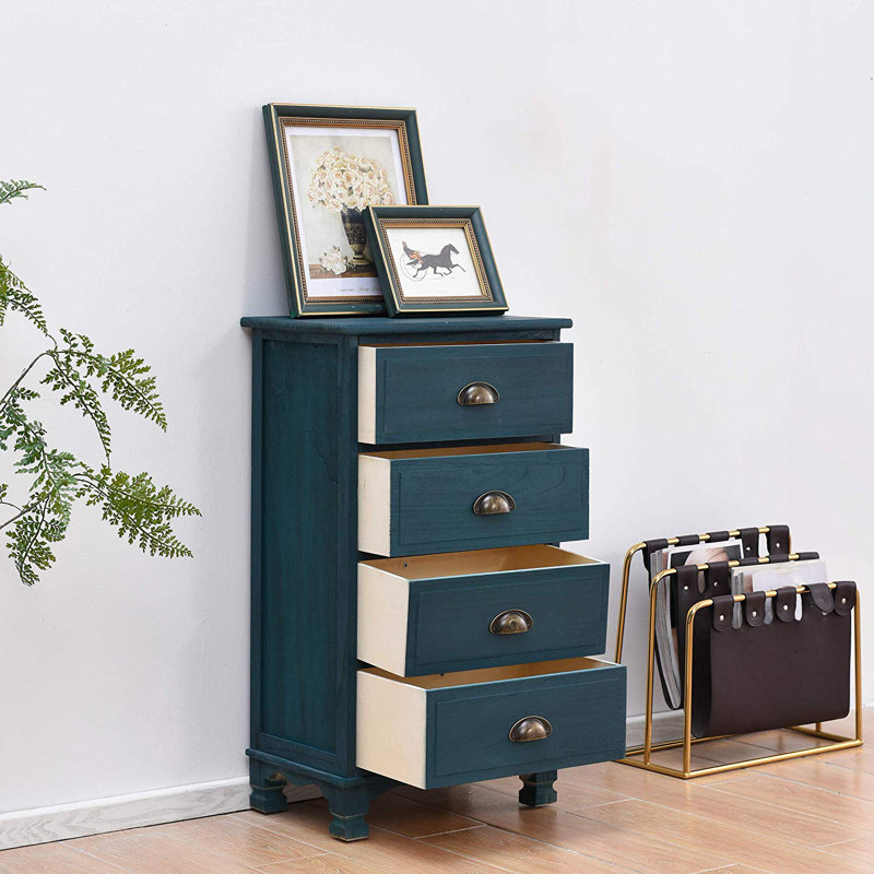 Stockport Solid Wood 45cm W 4 - Drawer Chest of Drawers, Blue