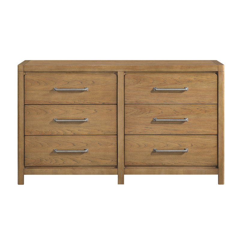 Commode de chambre à coucher à 6 tiroirs brun clair