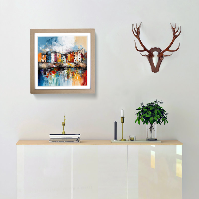 City Of Galway Abstract Art No.3 - Framed Print, Oak
