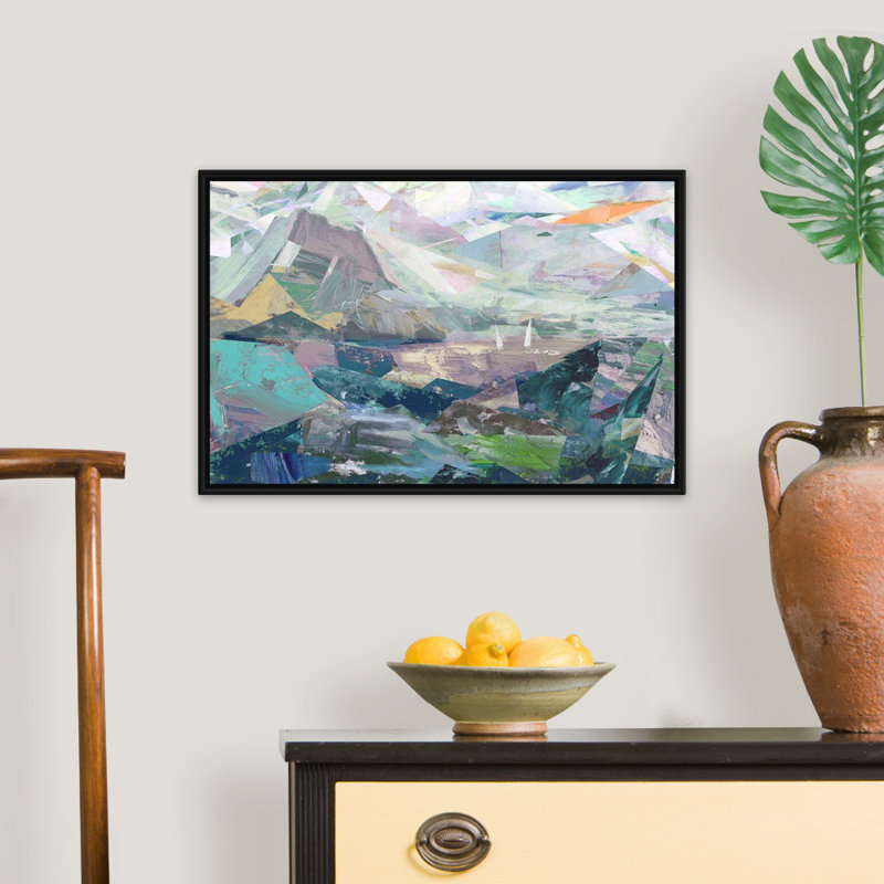 Holy Island - Print on Canvas, Black Floater Framed, 18" H x 26" W x 1.75" D