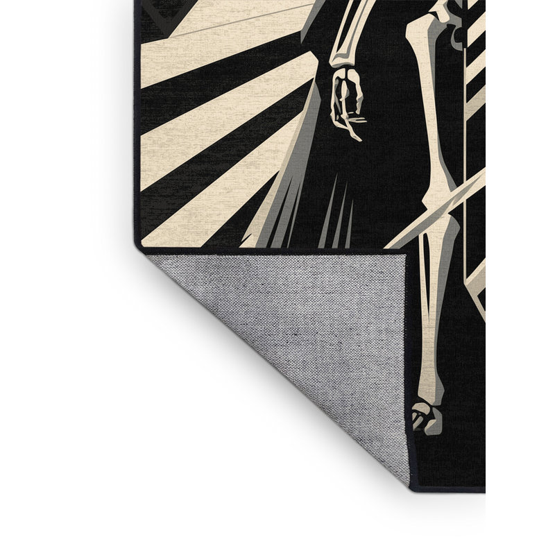 Tapis géométrique gris-noir lavable à la machine Cilegon, 8x12