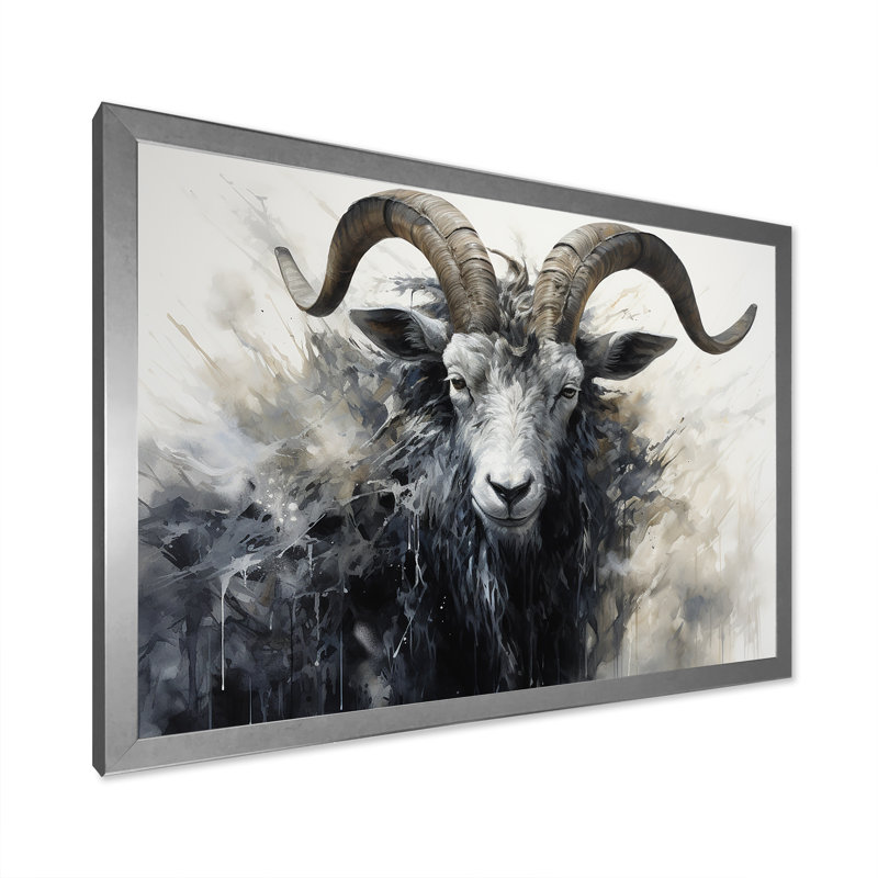 Bélier noir et blanc Supreme II, Cadre simple argenté, H 12 po x l 20 po x P 1 po