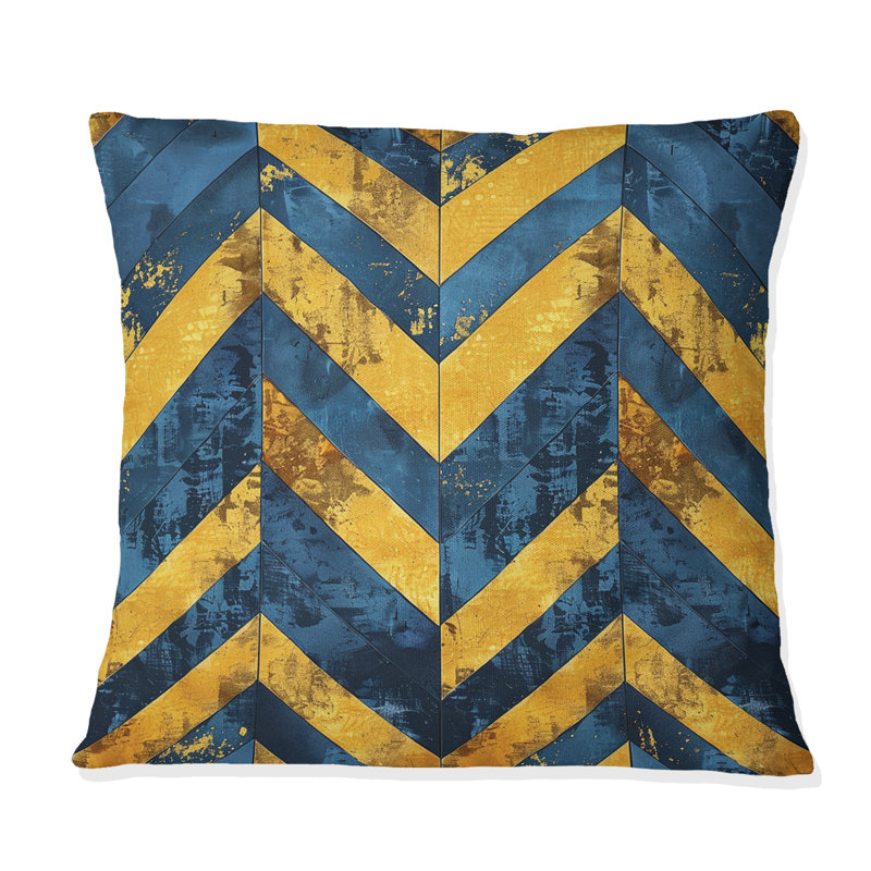 Imprimé à chevrons bleu et bleu II - Coussin moderne, H 18 po x l 18 po